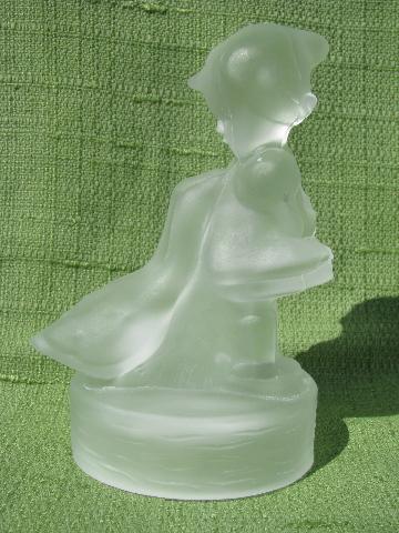 photo of vintage Smith label art glass figurine, crystal Little Goose Girl #3