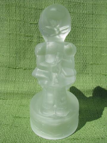 photo of vintage Smith label art glass figurine, crystal Little Goose Girl #4