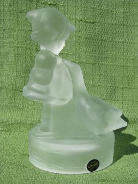 catalog photo of vintage Smith label art glass figurine, crystal Little Goose Girl