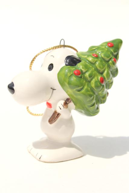 photo of vintage Snoopy Christmas ornaments, 70s Peanuts Charlie Brown Woodstock bell #4