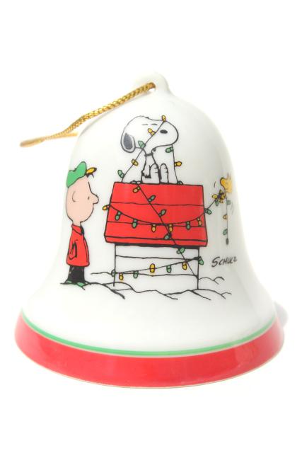 photo of vintage Snoopy Christmas ornaments, 70s Peanuts Charlie Brown Woodstock bell #6