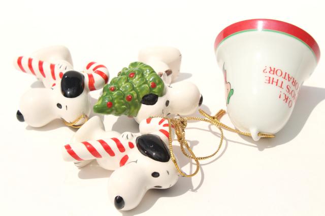 photo of vintage Snoopy Christmas ornaments, 70s Peanuts Charlie Brown Woodstock bell #9