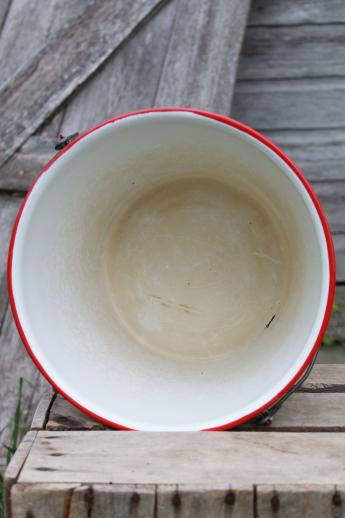 photo of vintage Snow White enamel ware pail with label, farm kitchen / garden bucket #5