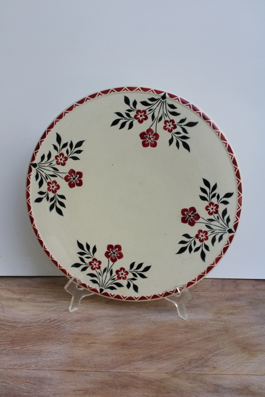 photo of vintage Societe Ceramique Maestricht Holland tray or large plate, black & red design #1