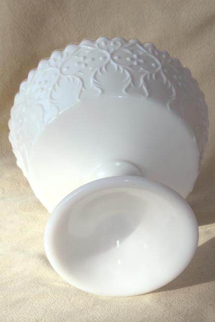 photo of vintage Spanish Lace Fenton milk glass (not silver crest) compote candy dish or flower bowl #4