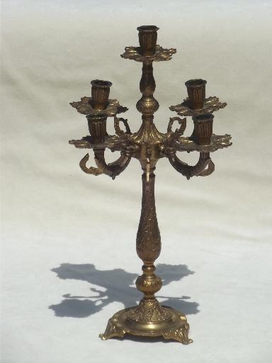 photo of vintage Spanish brass candelabrum, candelabra candle stick for prisms #1