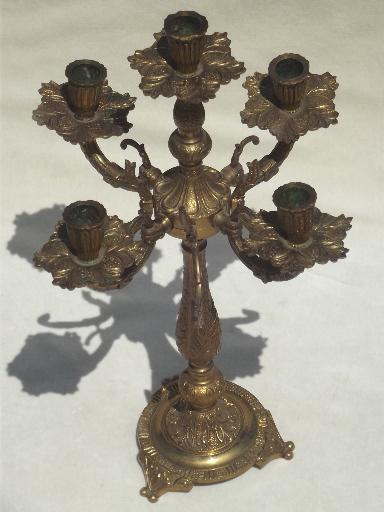 photo of vintage Spanish brass candelabrum, candelabra candle stick for prisms #5