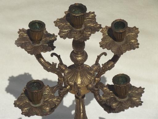 photo of vintage Spanish brass candelabrum, candelabra candle stick for prisms #6