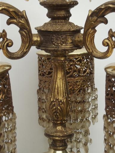 photo of vintage Spanish brass chandelier, waterfall tiered  glass prisms chandelier #6