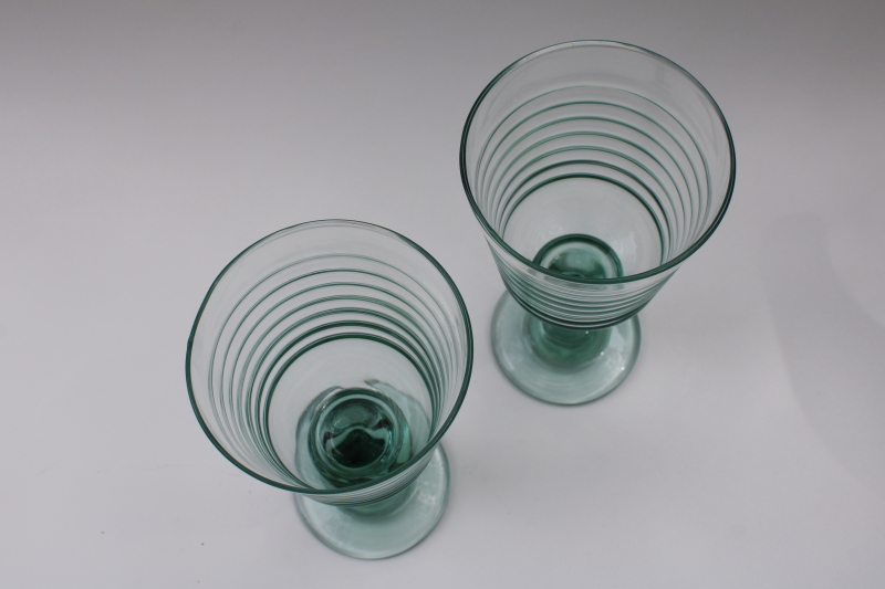 photo of vintage Spanish green Libbey glass Sirrus water goblets or wine glasses #2