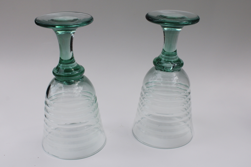 photo of vintage Spanish green Libbey glass Sirrus water goblets or wine glasses #3