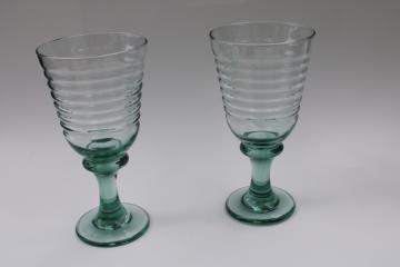 vintage Spanish green Libbey glass Sirrus water goblets or wine glasses