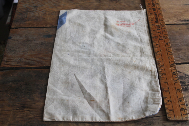 photo of vintage Sparkle brand sugar bag, soft cotton feed sack red & blue print advertising  #3