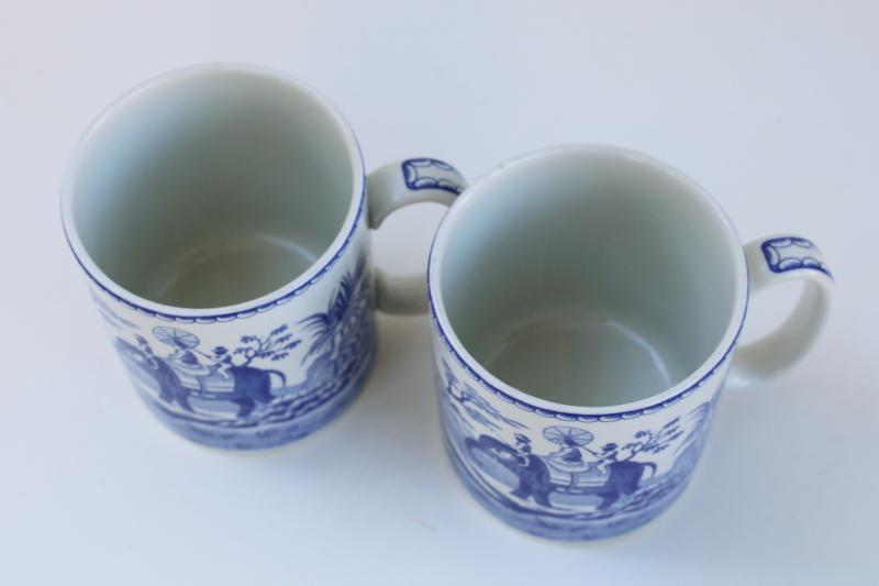 photo of vintage Spode Blue Room china mugs, Indian Sporting elephants pattern from 1807 #2