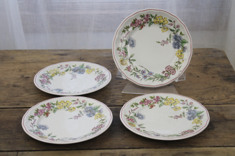 photo of vintage Spode china Romany bread & butter plates never used, meadow wildflowers floral #1