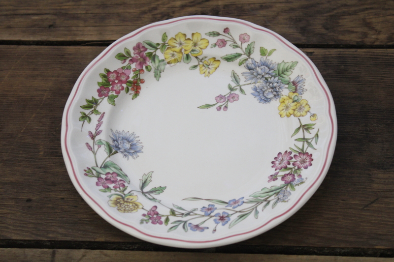 photo of vintage Spode china Romany bread & butter plates never used, meadow wildflowers floral #2