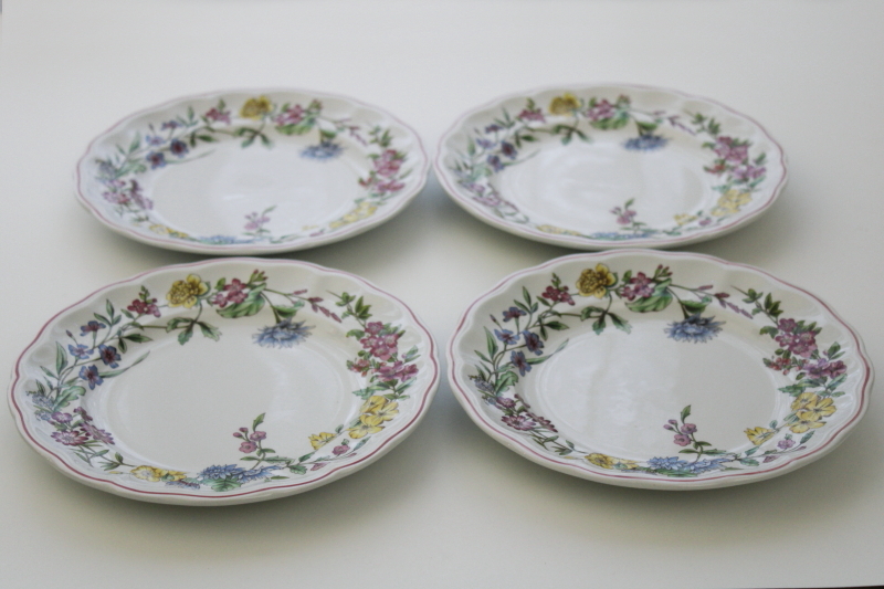 photo of vintage Spode china Romany salad plates never used, meadow wildflowers floral #1