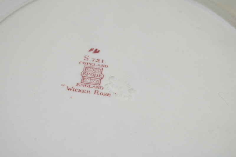 photo of vintage Spode china dinner plates Wicker Rose pattern, tiny flowers w/ embossed basket weave #4