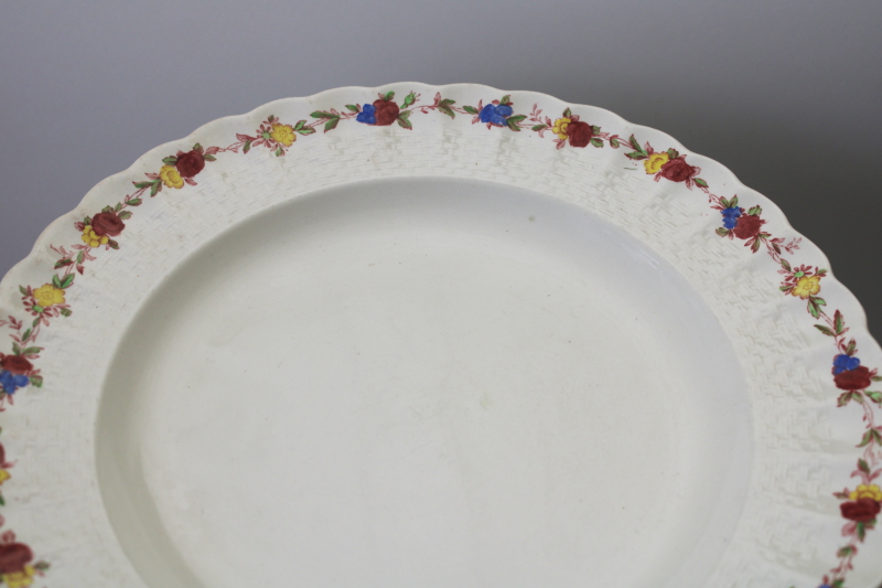 photo of vintage Spode china dinner plates Wicker Rose pattern, tiny flowers w/ embossed basket weave #5