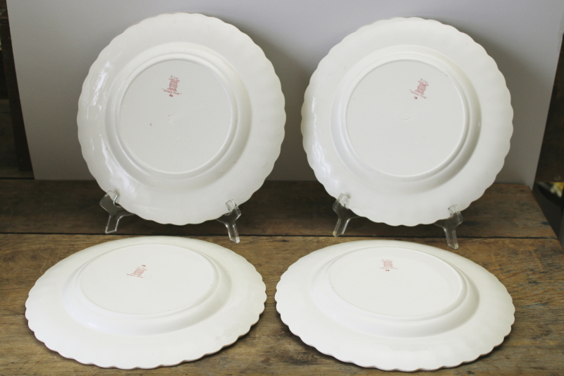 photo of vintage Spode china dinner plates Wicker Rose pattern, tiny flowers w/ embossed basket weave #6