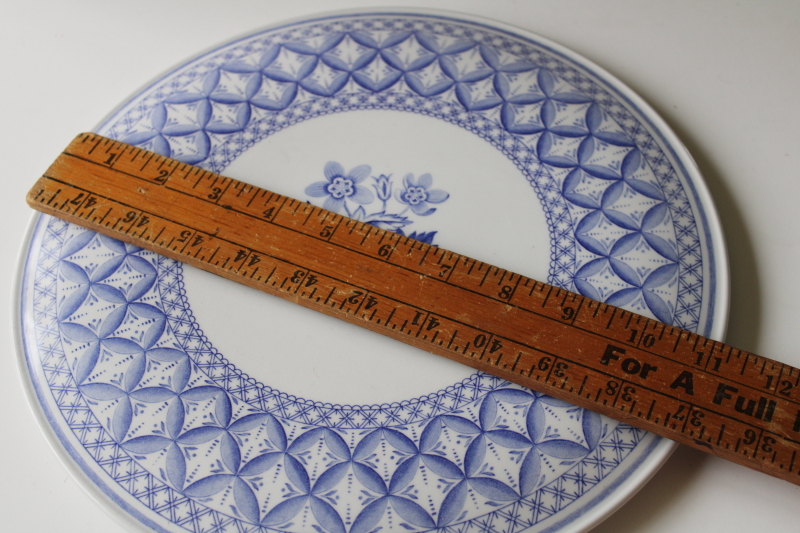 photo of vintage Spode geranium pattern cake plate, blue & white china transferware w/ antique floral  #4