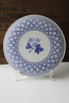 catalog photo of vintage Spode geranium pattern cake plate, blue & white china transferware w/ antique floral 