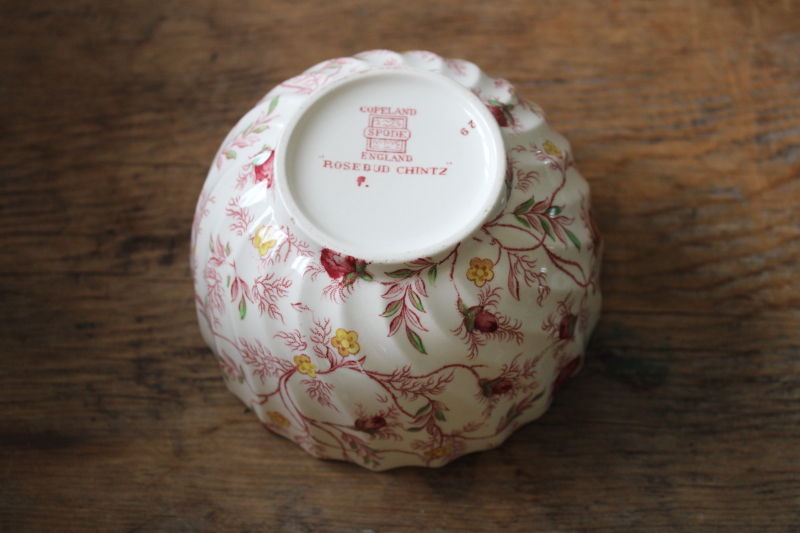 photo of vintage Spode rosebud chintz china bowl, roses floral print pattern English cottage style  #3