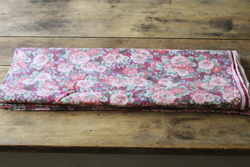 photo of vintage Springs all cotton fabric, polished chintz floral print on burgundy wine, 80s Ralph Lauren style  #5