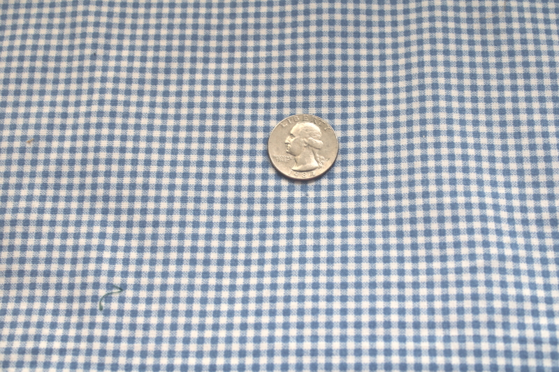 photo of vintage Springs cotton fabric, old fashioned blue gingham tiny checks print cottagecore #1