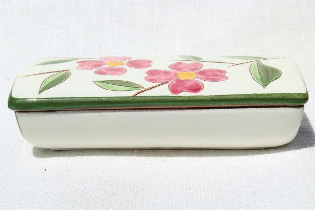 photo of vintage Stangl pottery pink dogwood long rectangular box, cigarette box? #5