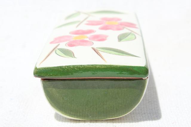 photo of vintage Stangl pottery pink dogwood long rectangular box, cigarette box? #6