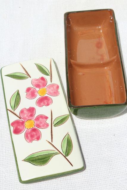 photo of vintage Stangl pottery pink dogwood long rectangular box, cigarette box? #7