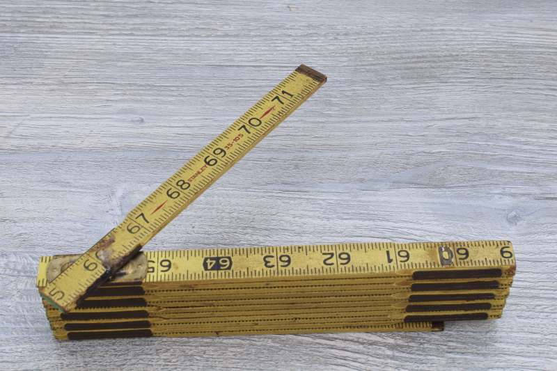 photo of vintage Stanley folding wood ruler, 2yd measuring stick yardstick measure, old carpenters tool #5