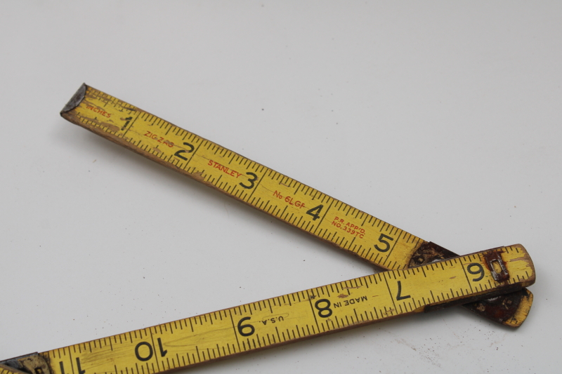 photo of vintage Stanley folding wood ruler, 2yd measuring stick yardstick measure, old carpenters tool #2