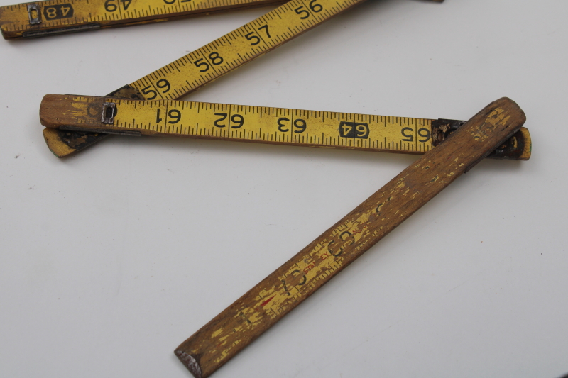 photo of vintage Stanley folding wood ruler, 2yd measuring stick yardstick measure, old carpenters tool #4