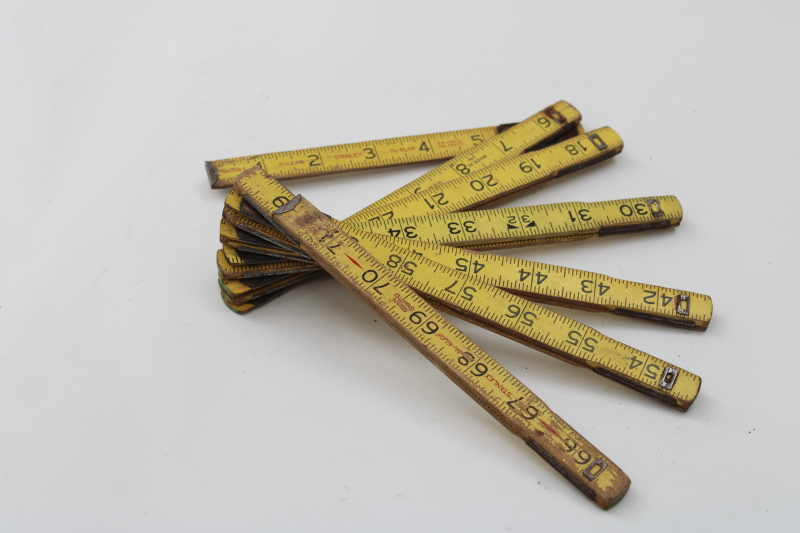 photo of vintage Stanley folding wood ruler, 2yd measuring stick yardstick measure, old carpenters tool #6