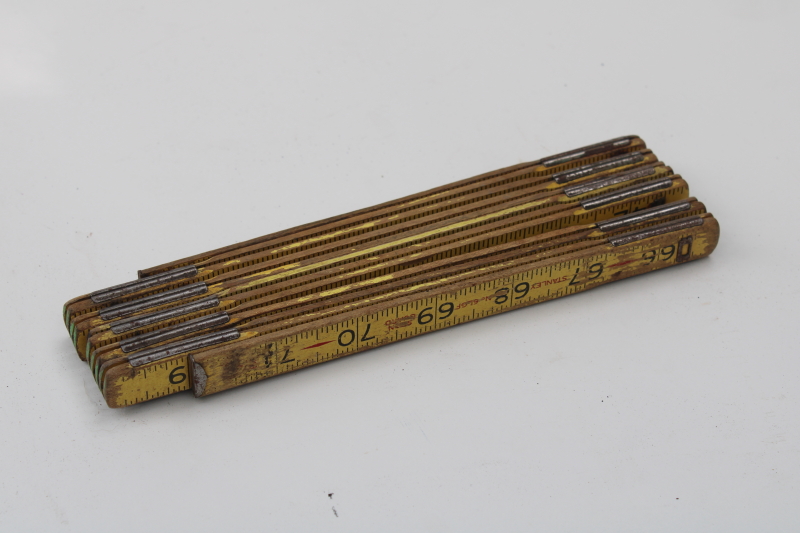 photo of vintage Stanley folding wood ruler, 2yd measuring stick yardstick measure, old carpenters tool #7