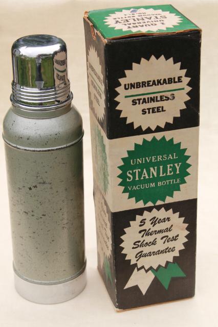 photo of vintage Stanley thermos, insulated metal vacuum bottle in original old box #1