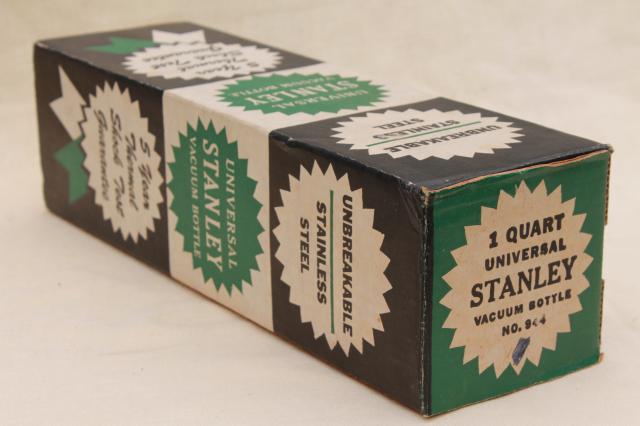 photo of vintage Stanley thermos, insulated metal vacuum bottle in original old box #3