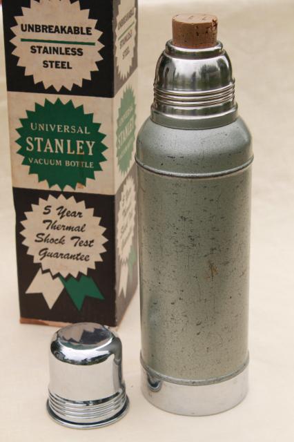 photo of vintage Stanley thermos, insulated metal vacuum bottle in original old box #4