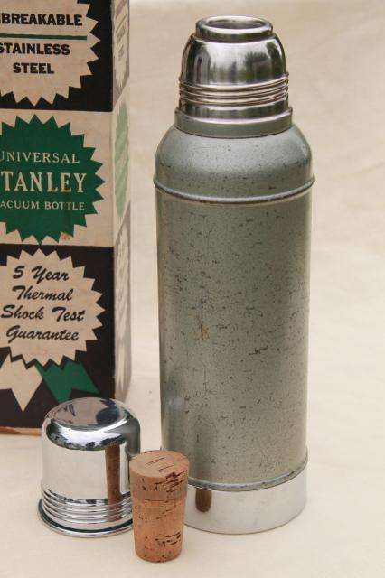 photo of vintage Stanley thermos, insulated metal vacuum bottle in original old box #5