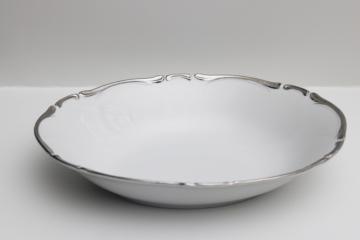 catalog photo of vintage Starlight Harmony House china platinum silver on white, oval serving bowl