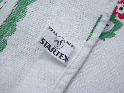 photo of vintage Startex cotton dish towels, kitchenware print on jadite green #5