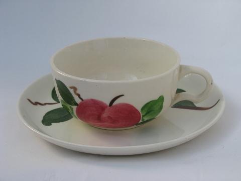 photo of vintage Stetson china hand-painted Red Apple pottery cups and saucers, Rio #2