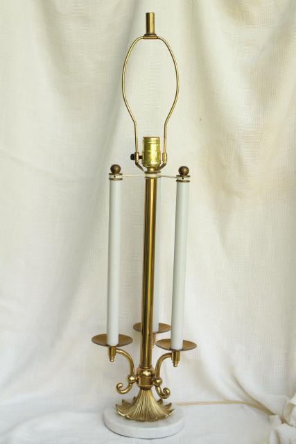 photo of vintage Stiffel french bouillotte lamp, heavy brass candelabra w/ marble base #1