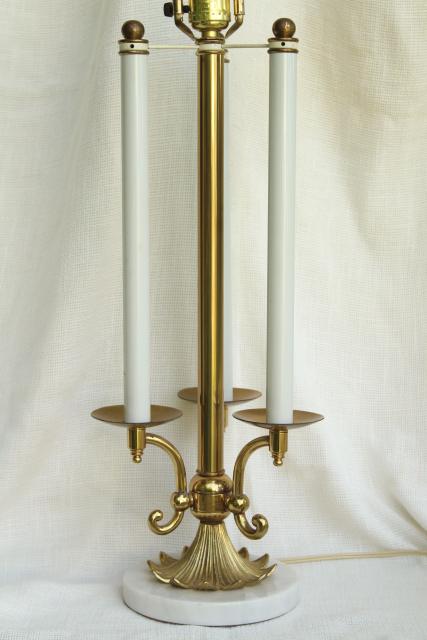 photo of vintage Stiffel french bouillotte lamp, heavy brass candelabra w/ marble base #6