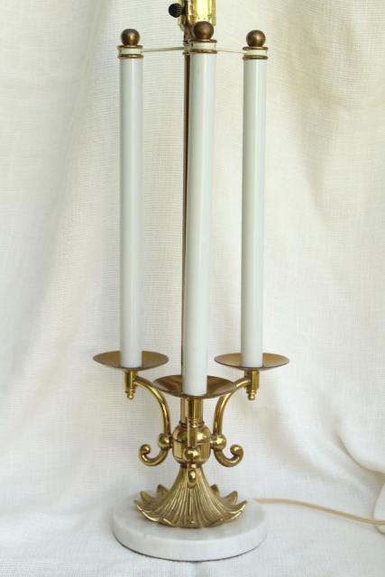 photo of vintage Stiffel french bouillotte lamp, heavy brass candelabra w/ marble base #8