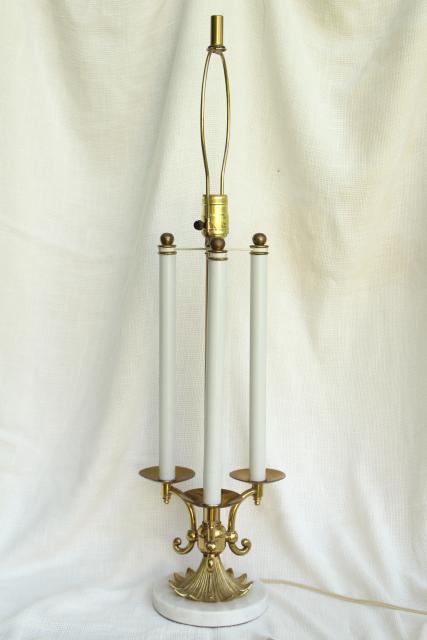 photo of vintage Stiffel french bouillotte lamp, heavy brass candelabra w/ marble base #9