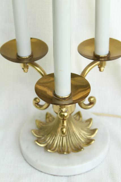 photo of vintage Stiffel french bouillotte lamp, heavy brass candelabra w/ marble base #10