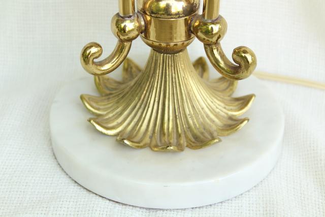 photo of vintage Stiffel french bouillotte lamp, heavy brass candelabra w/ marble base #11